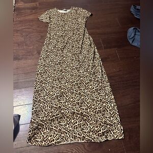 LuluRoe Cheetah Animal Print Short Sleeve Maxi Dress Size XXS